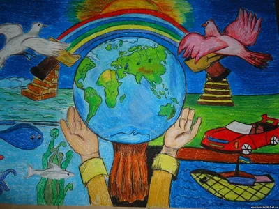 Детские рисунки о мире на земле (54 фото) » рисунки для срисовки на  Газ-квас.ком