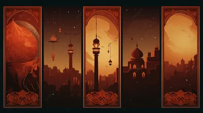 Рамадан Карим Приветствие На Размытом Фоне Набор Карт — стоковая векторная  графика и другие изображения на тему Ramadan Kareem - iStock