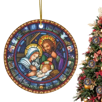 Подвески на рождественскую елку, подвесные украшения с изображением Иисуса  Христа на тему Рождества, зимние искусственные украшения, украшения на  дерево | AliExpress