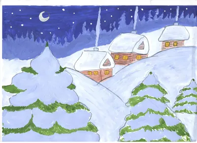Рисунки детские на тему зима легкие (48 фото) » рисунки для срисовки на  Газ-квас.ком