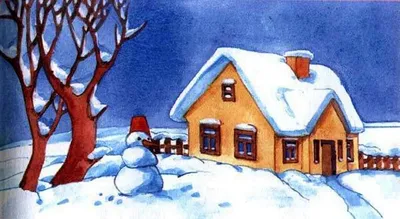 Как нарисовать рисунок на тему зима легко и просто? Как нарисовать домик  зимой, зимний пейзаж, детвору, животных карандашом и… | Boyama sayfaları,  Boya, Kardan adam