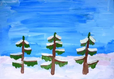 Зимний лес рисунок простой - 56 фото