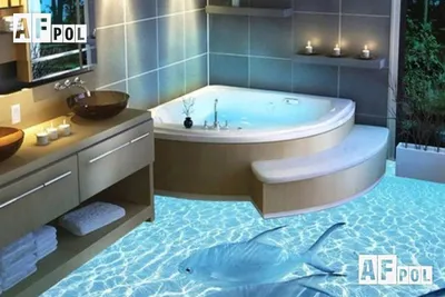 Наливной 3D пол в ванной комнате в Омске: цена, фото работ