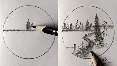 Scenery #1: How to Draw NATURE Scenery with Pencil Step by Step - YouTube