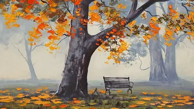 осеннее дерево с разноцветными листьями на заднем плане, как нарисовать  осень, как, концепция фон картинки и Фото для бесплатной загрузки