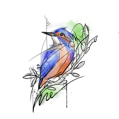Акварельный рисунок птицы. синица в полете Стоковая иллюстрация ©toshka81  #225739864