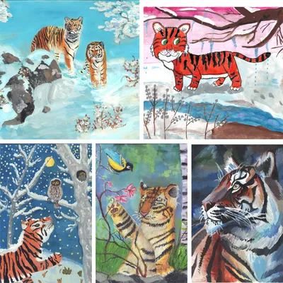 Детские рисунки в рамках акции «Сохраним тигра» (фотоотчёт) (7 фото).  Воспитателям детских садов, школьным учителям и педагогам - Маам.ру