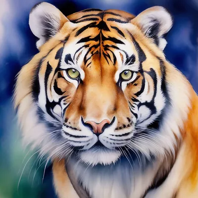 Водный портрет тигра в закрытии Рука нарисованная пантера тигра, дикая  кошка большого размера Член семьи Фелидэ млекопитающее с м Иллюстрация  штока - иллюстрации насчитывающей талисман, цвет: 165142635