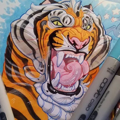Рисунки тигра легкие - 48 фото