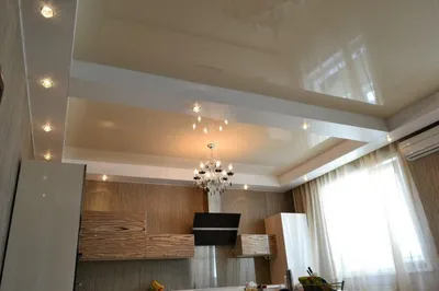 Натяжные потолки на кухне цены с установкой и освещением в Рязани