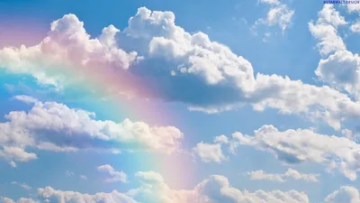 Скачать обои небо, облака, радуга, the sky, clouds разрешение 1920x1080  #8507