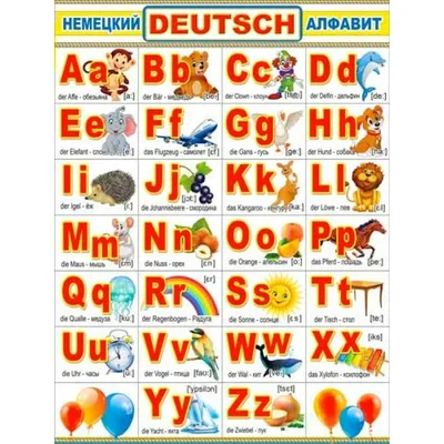 Таблица демонстрационная “Немецкий алфавит в картинках” (винил 100х140) –  Комплексное оснащение образовательной среды
