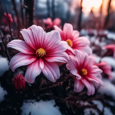 Необычайно красивые цветы среди зимы…» — создано в Шедевруме