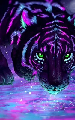 Pin by Madi on ЖИВОТНЫЙ МИР | Tiger art, Neon wallpaper, Cute animal  drawings