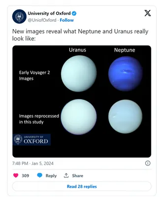 Астрономы выяснили, почему Уран светлее Нептуна