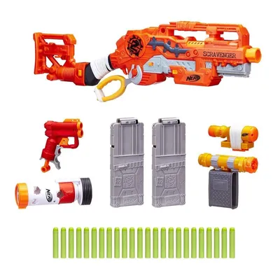 Four Nerf Guns - Firestrike Elite XD, Dark Tag StrikeFire, Nerf Zombie  Strike Double strike, Nerf Scout A Nerf Blaster is a toy Stock Photo - Alamy