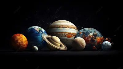 невероятные планеты солнечной системы освещенные на черном холсте 3d  визуализации, Венера, Уран, Плутон фон картинки и Фото для бесплатной  загрузки