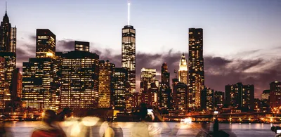 Скачать обои New York City Manhattan Sunset, New York, Город, Manhattan,  Закат в разрешении 1920x1080 на рабочий стол