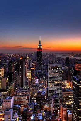 Скачать 1920x1200 new york, здания, город, небоскребы, вечер, нью-йорк обои,  картинки