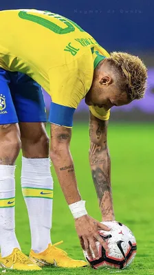 Neymar de Silva Jr. #10 of the Brazil National Soccer Team holds the... |  Neymar, Neymar jr, Neymar football