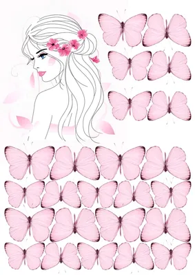 нежная девушка и бабочки розовые | Бумажные бабочки, Бесплатные трафареты,  Открытки аппликации