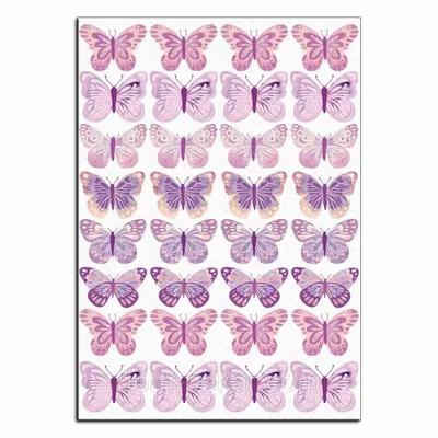 Бабочки розовые 3 вафельная картинка от интернет-магазина «Домашний Пекарь»  с оперативной доставкой