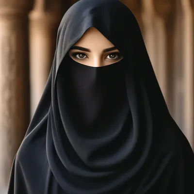 Красивые глаза, синий атласный хиджаб…» — создано в Шедевруме