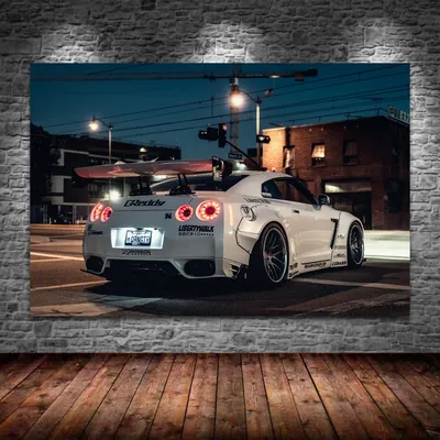 Supercar Nissan GT R R35 белая картина на стену заднего вида картины на  холсте постеры и принты для гостиной украшение для дома | AliExpress