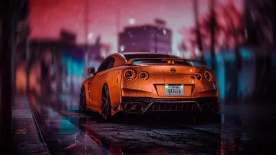 orange cars digital art #car #Nissan Nissan GT-R #vehicle #1080P #wallpaper  #hdwallpaper #desktop | Car wall art, Gtr r34, Gtr