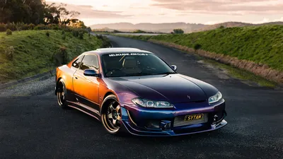 Nissan Silvia s15 на фоне города, …» — создано в Шедевруме