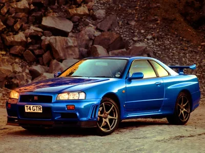 Nissan skyline r34 синего цвета в …» — создано в Шедевруме
