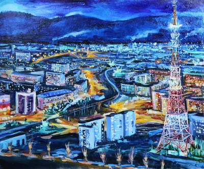 Купить картину Ночной город в Москве от художника Ложкин Артем