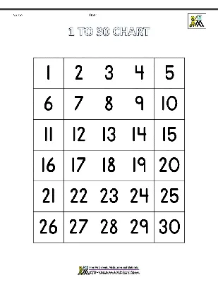 Free number chart 1-20 - ESL Vault