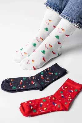 Купить носки женские новогодние - цвет: ассорти, размер: 23-25, артикул:  6С1017, цена: 95,4 руб в интернет-магазине Bort-Shop