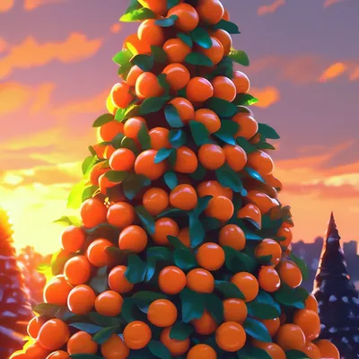 Новогодняч елка из мандаринов» — создано в Шедевруме