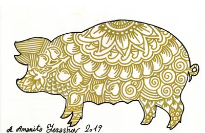 Китайский Новый Год, год свиньи Иллюстрация вектора - иллюстрации  насчитывающей элемент, приветствие: 118064080