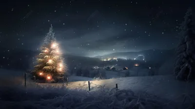 Скачать 1920x1080 новый год, рождество, елки, лес, открытка, снег, ночь,  праздник обои, картинки full hd, hdtv, fhd, 1080p