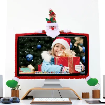 Рождественские чехлы на монитор с ЖК-экраном для компьютера или ноутбука,  нетканые, для дома и офиса | AliExpress
