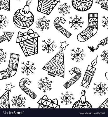 Зимние Праздники Каракули Коллекции Нарисованные Вручную Векторные  Иллюстрации Контурный Рисунок Уютного Рождества Нового Года Очерту —  стоковая векторная графика и другие изображения на тему Абстрактный - iStock