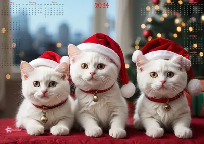 Купить Картина на холсте Новогодние котики, 50х70 см | Интернет-магазин  Сити Бланк