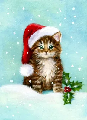 Картина по номерам \"Новогодние коты\"
