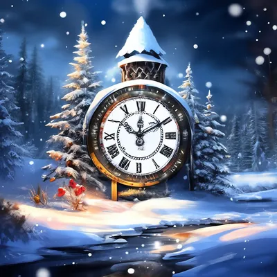 Онлайн пазл «Новогодние часы»