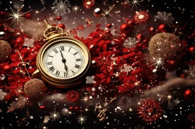 Гигантские новогодние часы показывают …» — создано в Шедевруме