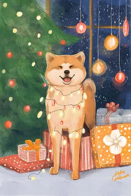 Красивые новогодние картинки с котиками и собачками 🎄🐈🐕🎄 | Волшебный  мир иллюстраций | Дзен