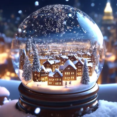 Новогодний шар со снегом внутри, в…» — создано в Шедевруме