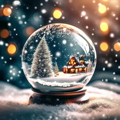 Новогодний шарик, стекло, снег, …» — создано в Шедевруме