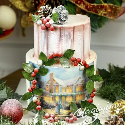 Новогодний торт № n99 стоимостью 7 000 рублей - торты на заказ  ПРЕМИУМ-класса от КП «Алтуфьево»