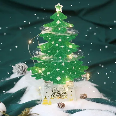 Купить 3D-карта, блестящая Рождественская елка, мини-настольный стол для  дома, праздничные украшения Navidad, елочные рождественские подарки на Новый  год, украшение для вечеринки | Joom