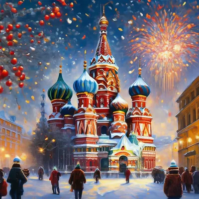 Новый Год в России» — создано в Шедевруме