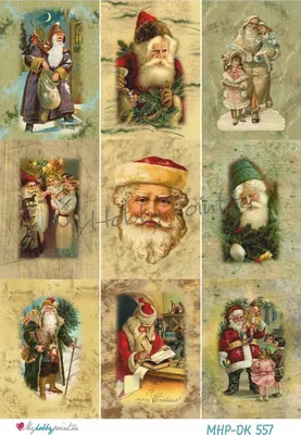 MyHobbyPoint.ru и Декупажная карта А4 58г/м Винтажные карточки с дедом  Морозом/Новый год и Рождество.